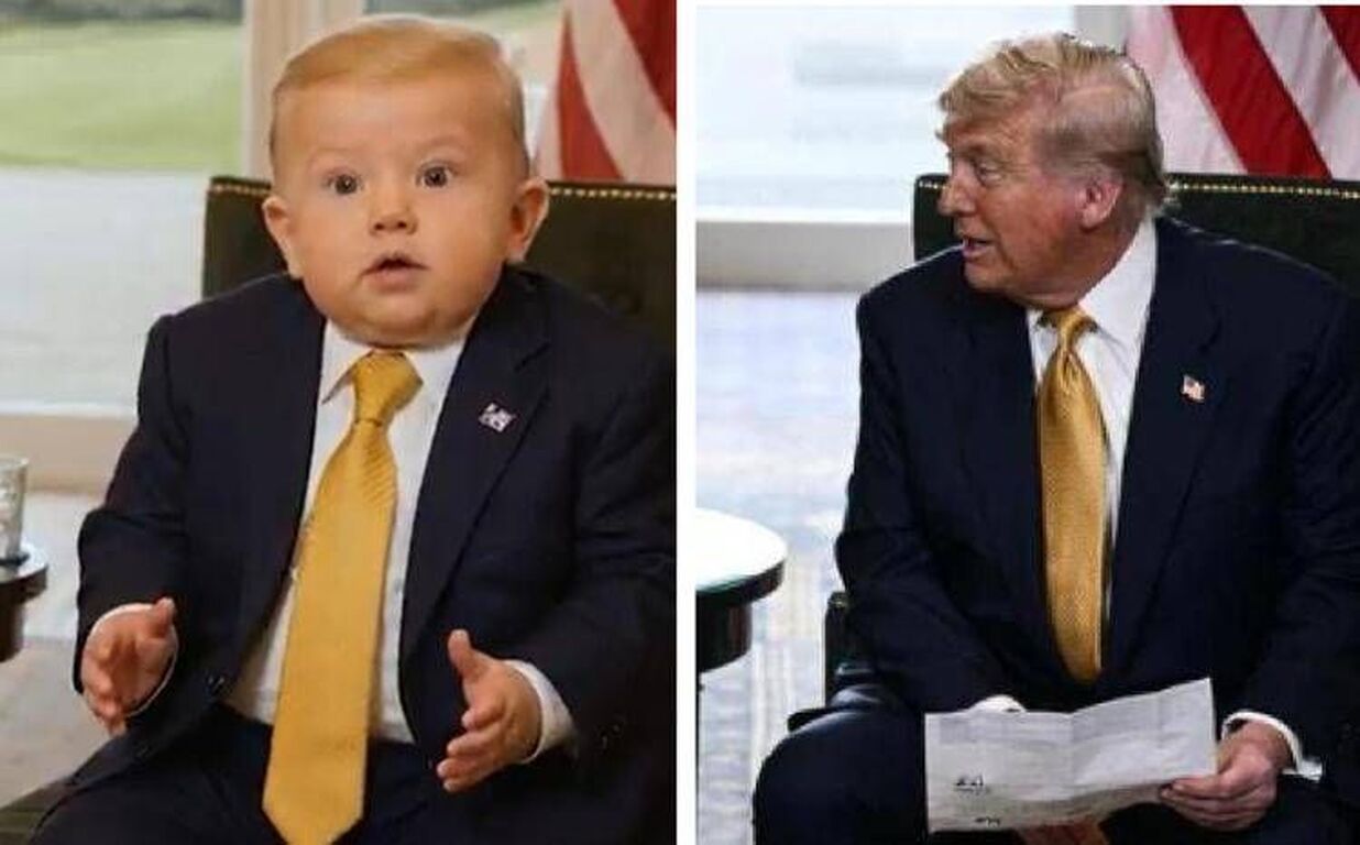 Trump-von der Leyen versione baby, l'AI ricrea l'incontro