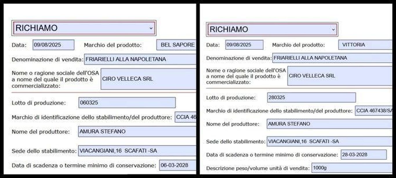 Botulino, richiamo del Ministero per 4 lotti di friarielli