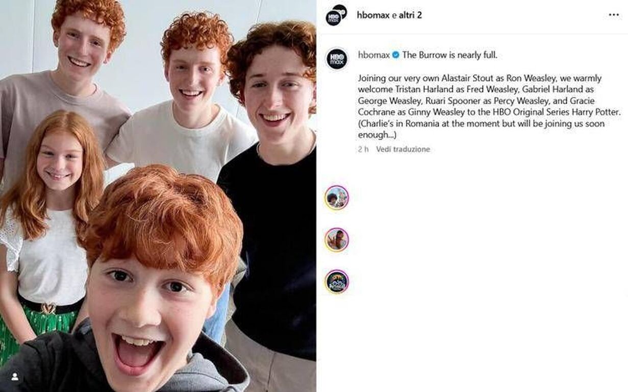 Serie tv 'Harry Potter', svelati i nuovi volti della famiglia Weasley
