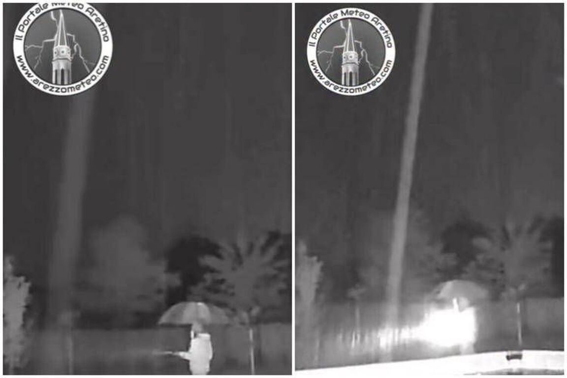 Esce in giardino per cercare il gatto, un fulmine cade a pochi metri