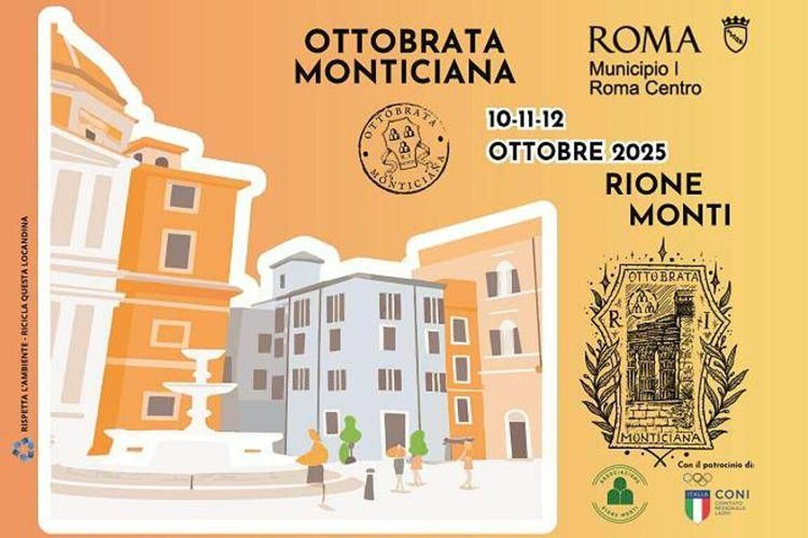 A Roma la 33esima edizione dell'Ottobrana Monticiana, dal 10 al 12 ottobre a Rione Monti