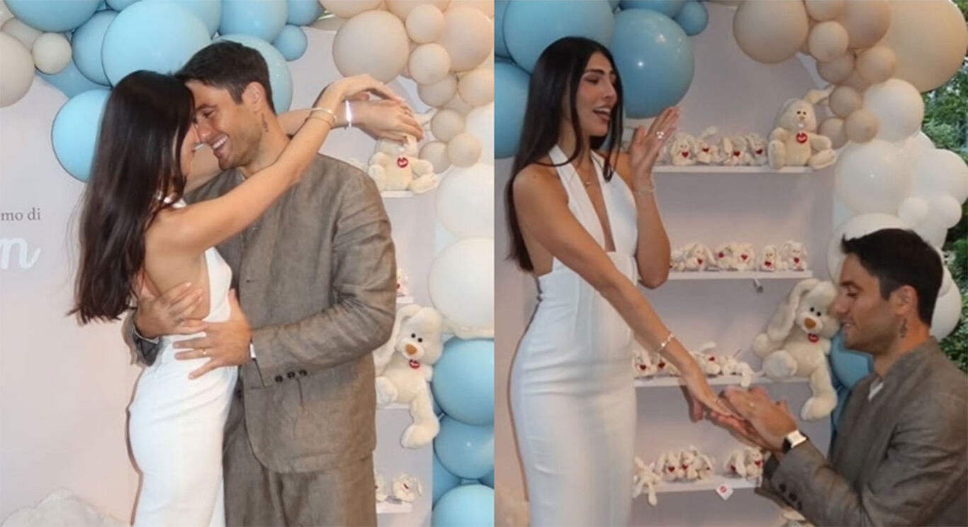 Pierpaolo Pretelli in ginocchio davanti a Giulia Salemi: proposta di matrimonio al battesimo di Kian?