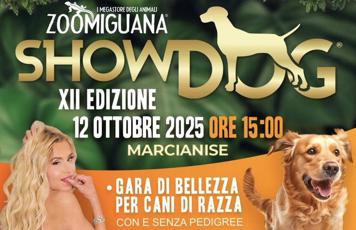 Valeria Marini star del Grande Show Dog di Marcianise, gara di bellezza dedicata ai cani