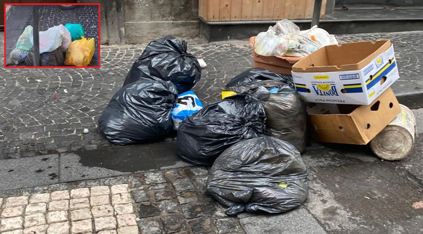 Torre Annunziata - Cumuli di rifiuti sul corso Umberto: inciviltà senza confini