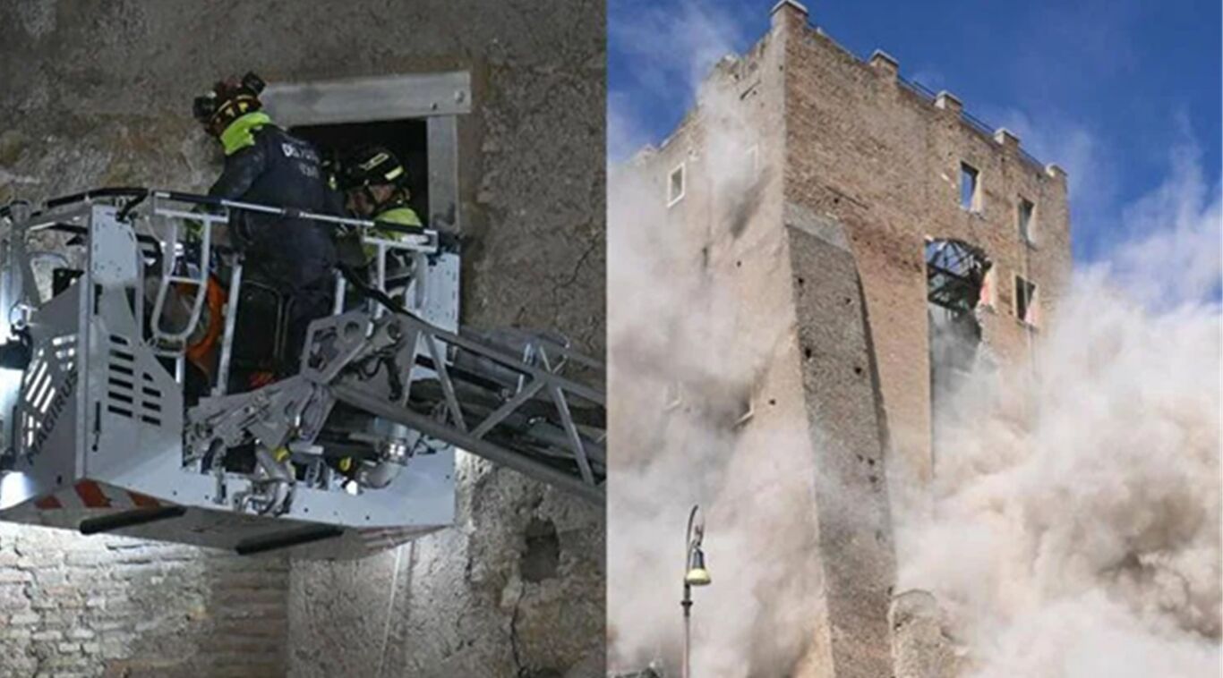 Crollo Torre dei Conti, l'operaio rimasto sotto le macerie non ce l'ha fatta: estratto dopo 11 ore