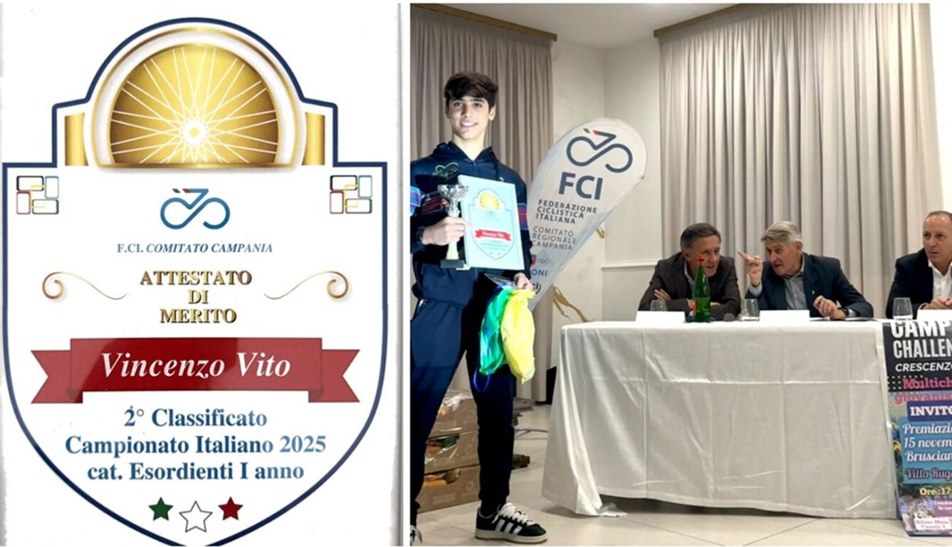 Torre Annunziata - Vincenzo Vito, giovane talento del ciclismo: a lui un nuovo prestigioso riconoscimento