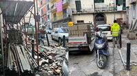Castellammare di Stabia - Cantiere irregolare nel centro antico: sequestrato un autocarro