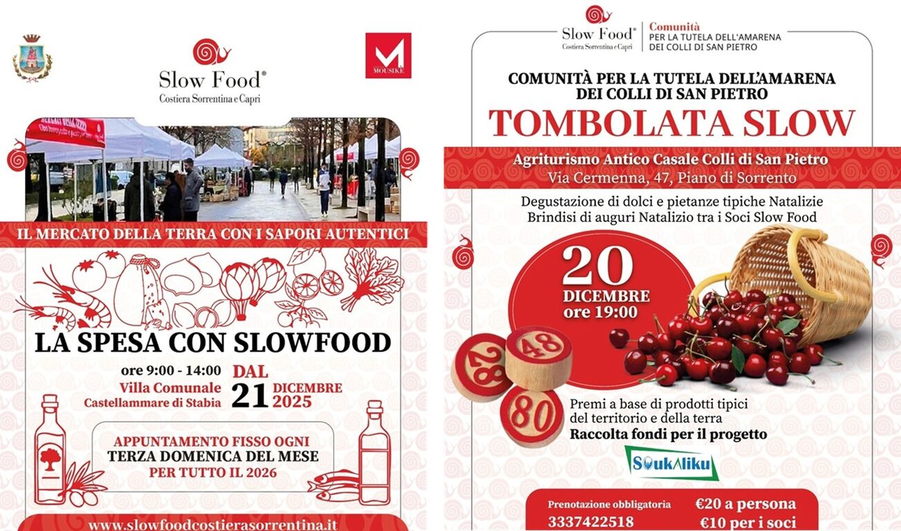 Weekend di Natale con Slow Food da Piano di Sorrento a Castellammare di Stabia