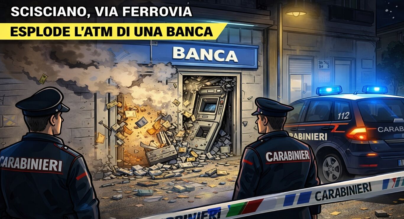 Scisciano - Esplosione nella notte: malviventi portano via contanti da ATM di una banca