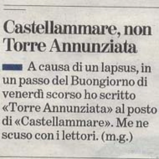 "Castellammare, non Torre", le scuse di Gramellini