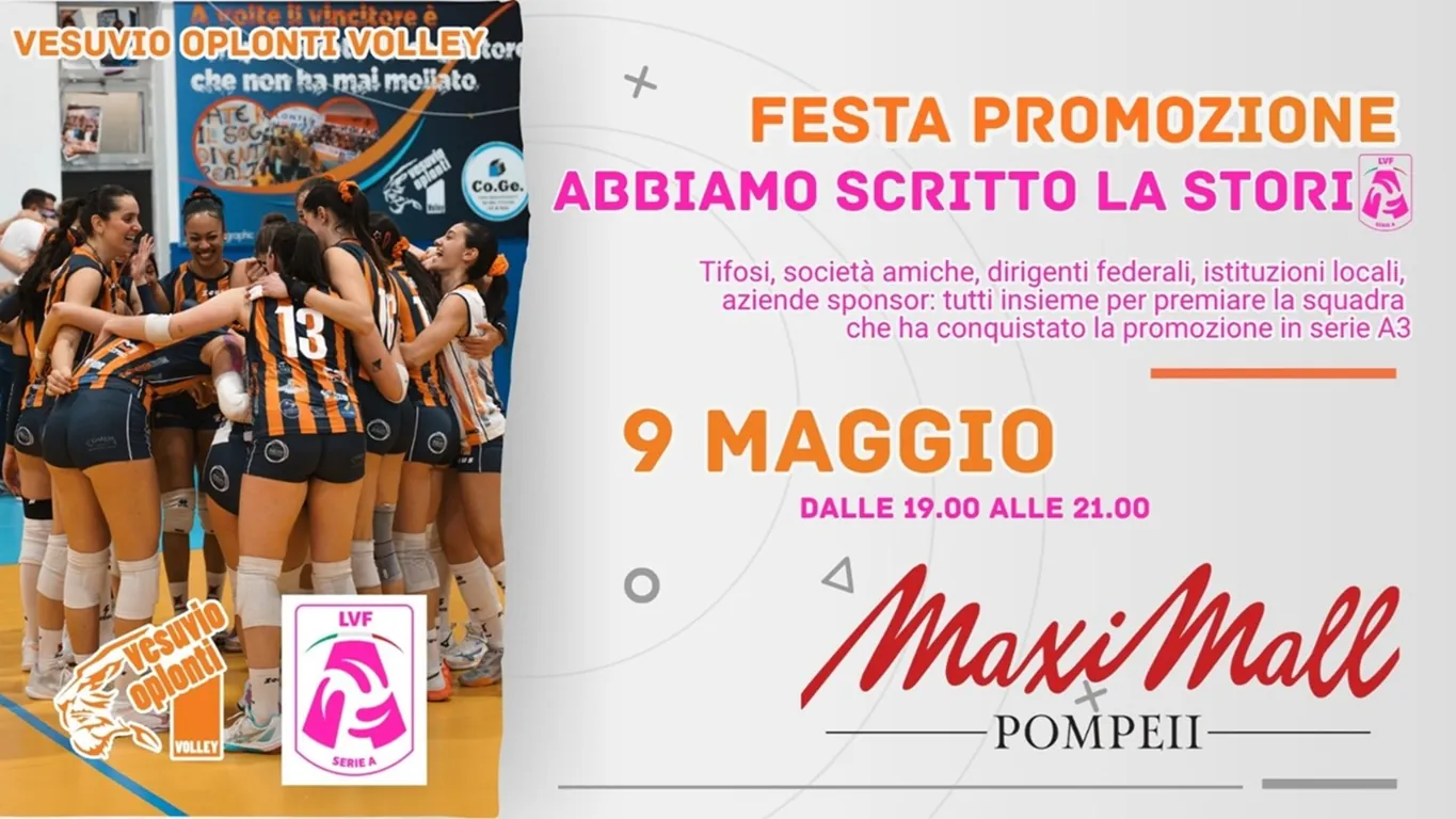 Vesuvio Oplonti Volley, festa promozione verso la Serie A3