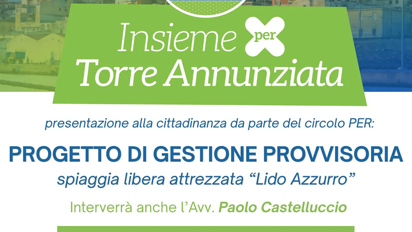 Torre Annunziata, proposta per il Lido Azzurro del Circolo PER: spiaggia libera con servizi e gestione regolamentata