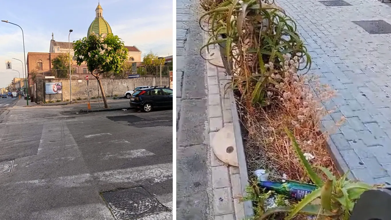 Torre del Greco, degrado e pericoli davanti alla chiesa di Sant'Antonio: l'appello dei residenti