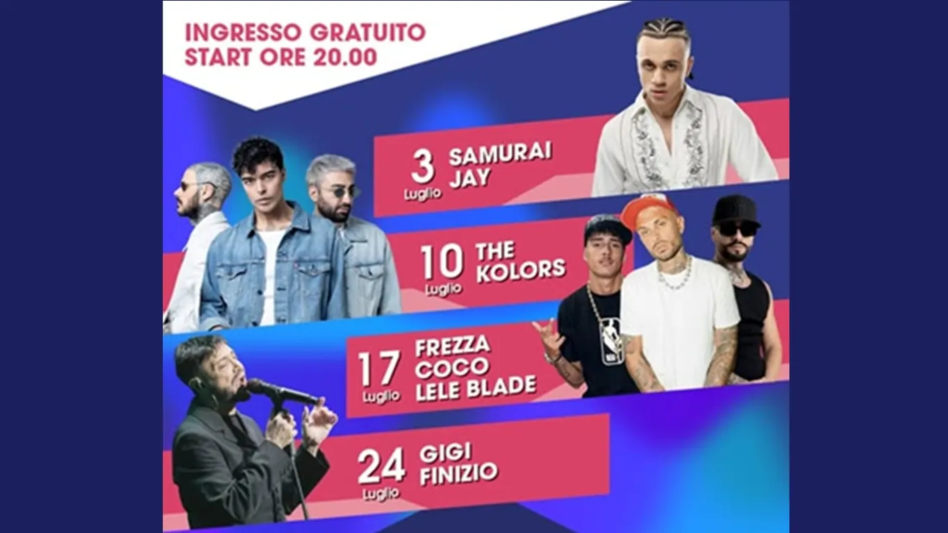 L'estate al MaxiMall Pompeii: da Samurai Jay a The Kolors, passando per CoCo, Lele Blade e Gigi Finizio
