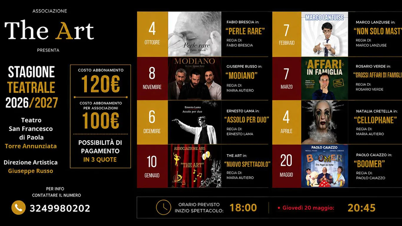 Torre Annunziata – Nuova stagione teatrale al San Francesco a partire dal prossimo 4 ottobre