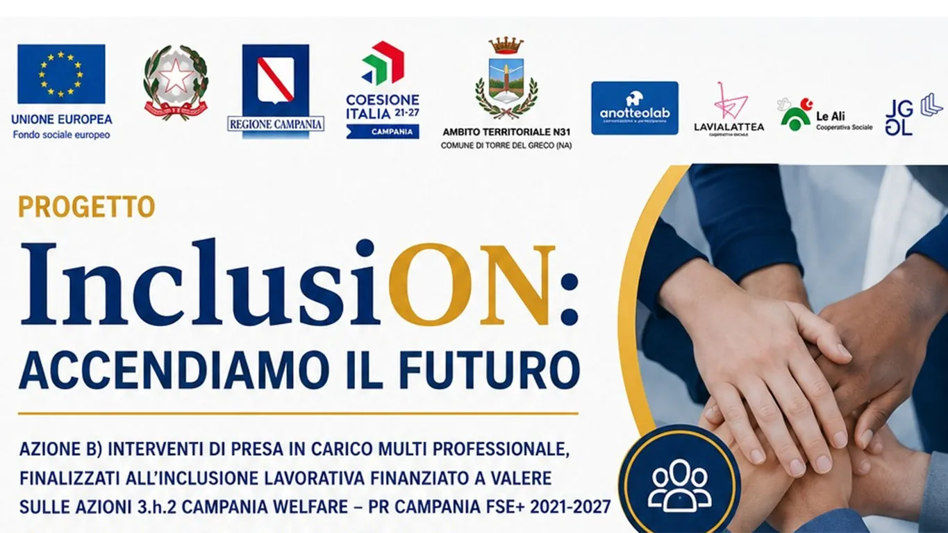 Torre del Greco, InclusiOn: al via i percorsi formativi retribuiti per favorire l'inclusione lavorativa