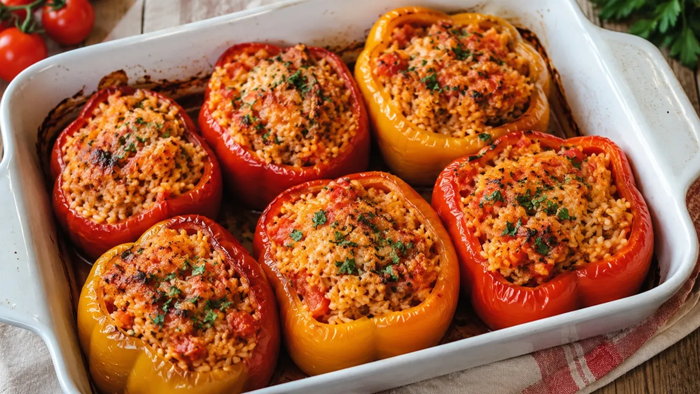 Peperoni ripieni di riso al forno: il piatto estivo completo che profuma di tradizione italiana
