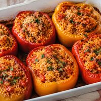 Peperoni ripieni di riso al forno: il piatto estivo completo che profuma di tradizione italiana