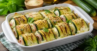 Involtini di zucchine con ricotta, prosciutto cotto e scamorza
