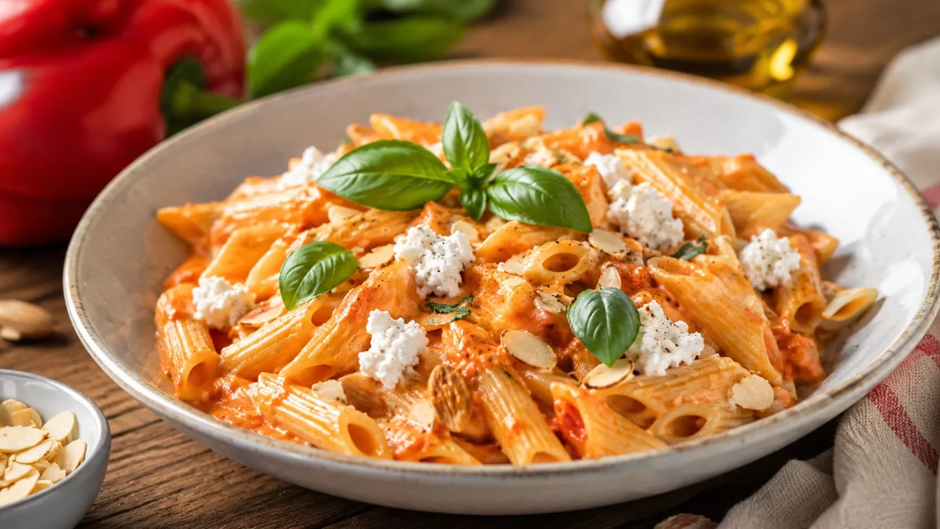 Pasta fredda con crema di peperoni e ricotta: il primo piatto perfetto dell'estate