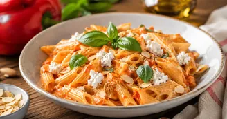 Pasta fredda con crema di peperoni e ricotta: il primo piatto perfetto dell'estate