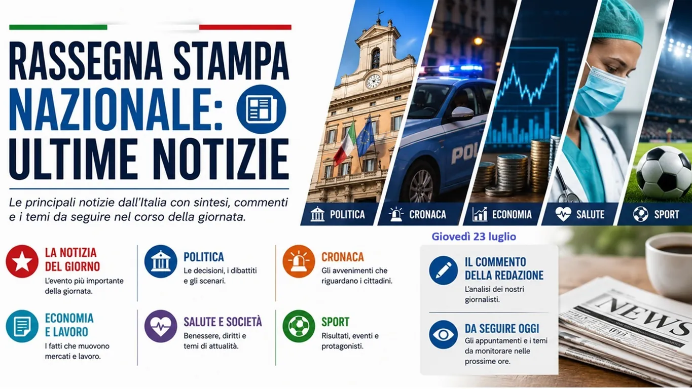 Rassegna stampa, le ultime notizie di giovedì 23 luglio