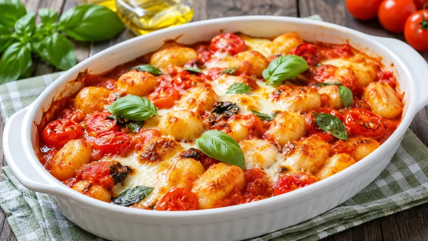 Gnocchi alla sorrentina estiva con pomodorini, provola e basilico