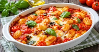 Gnocchi alla sorrentina estiva con pomodorini, provola e basilico