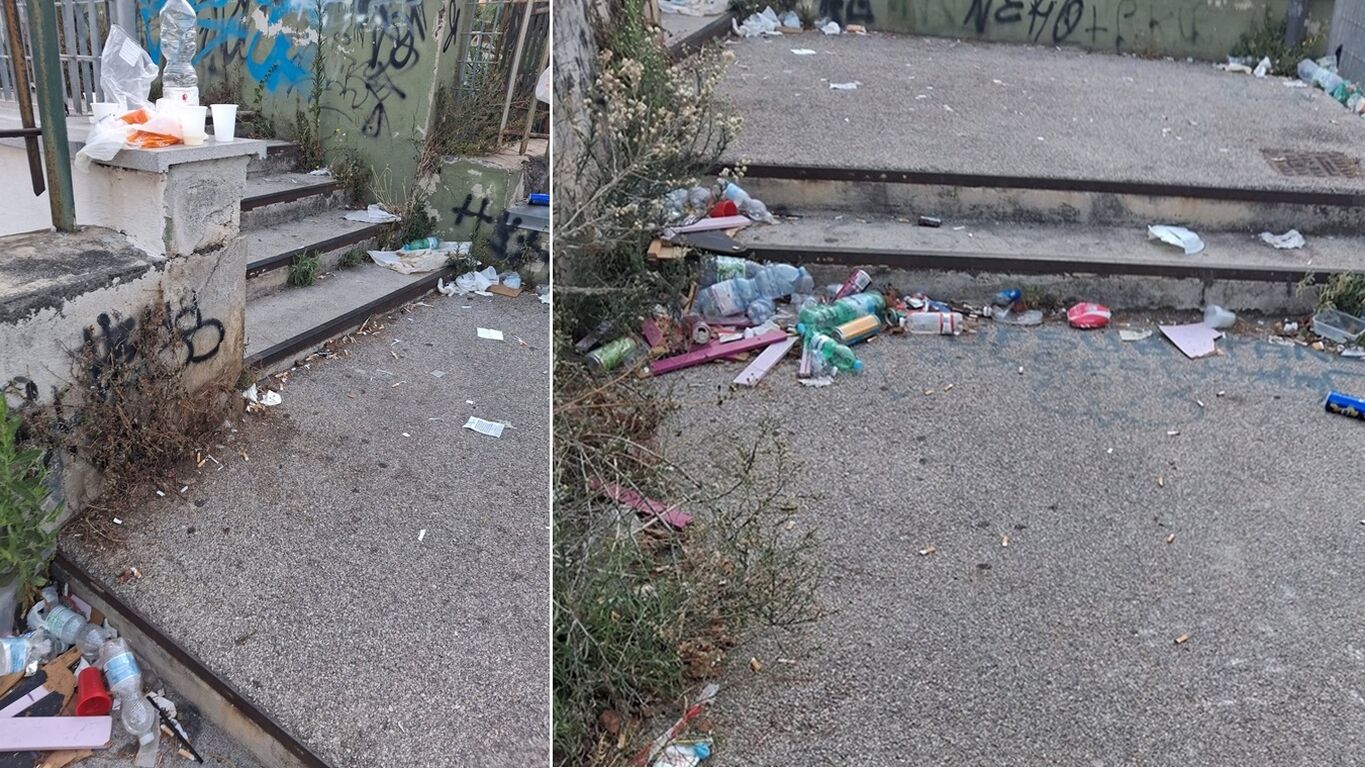 Torre Annunziata, degrado e incuria sulla scalinata che collega via Epitaffio con via Tagliamonte