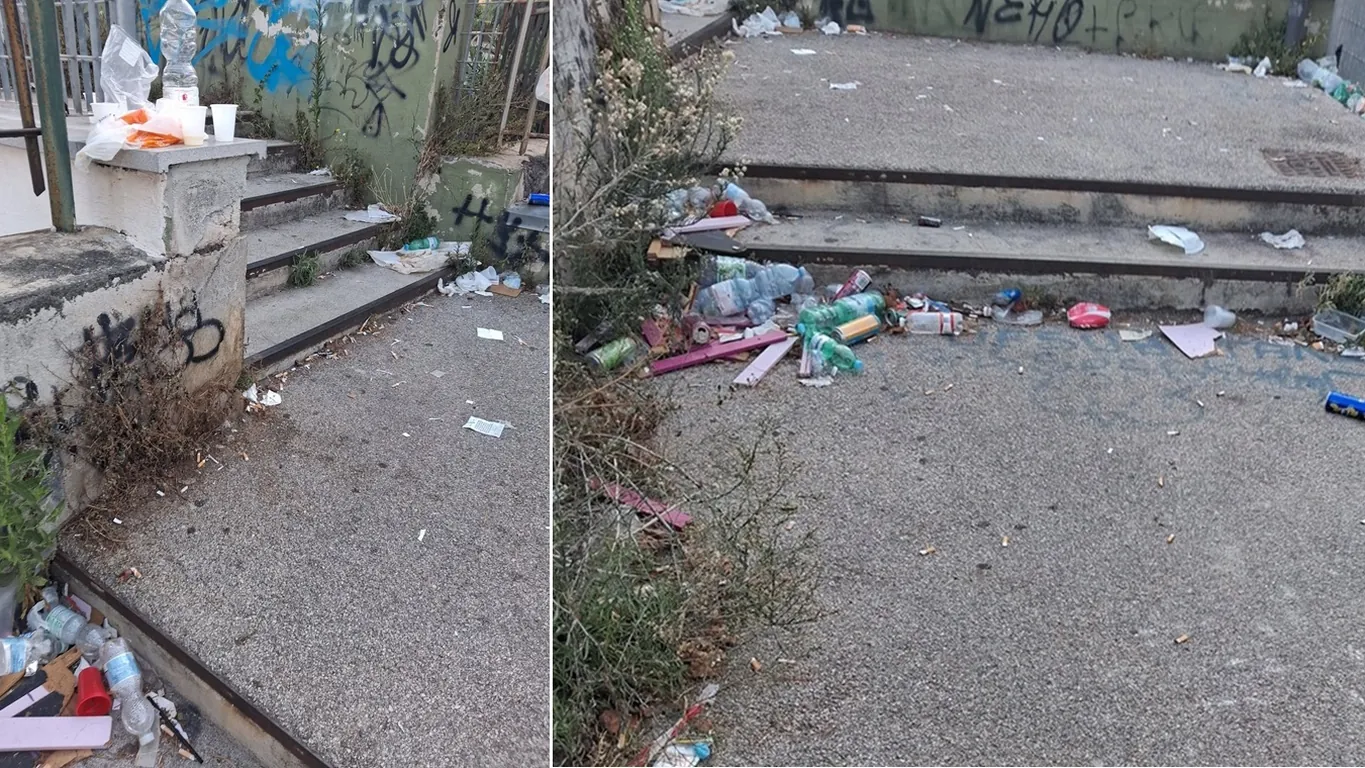 Torre Annunziata, degrado e incuria sulla scalinata che collega via Epitaffio con via Tagliamonte