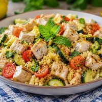 Cous cous estivo con pesce spada, zucchine e menta