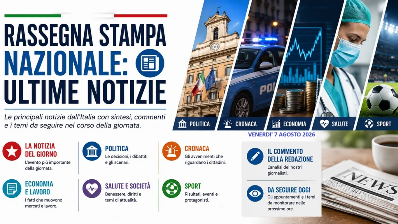 Rassegna stampa, le ultime notizie di venerdì 7 agosto