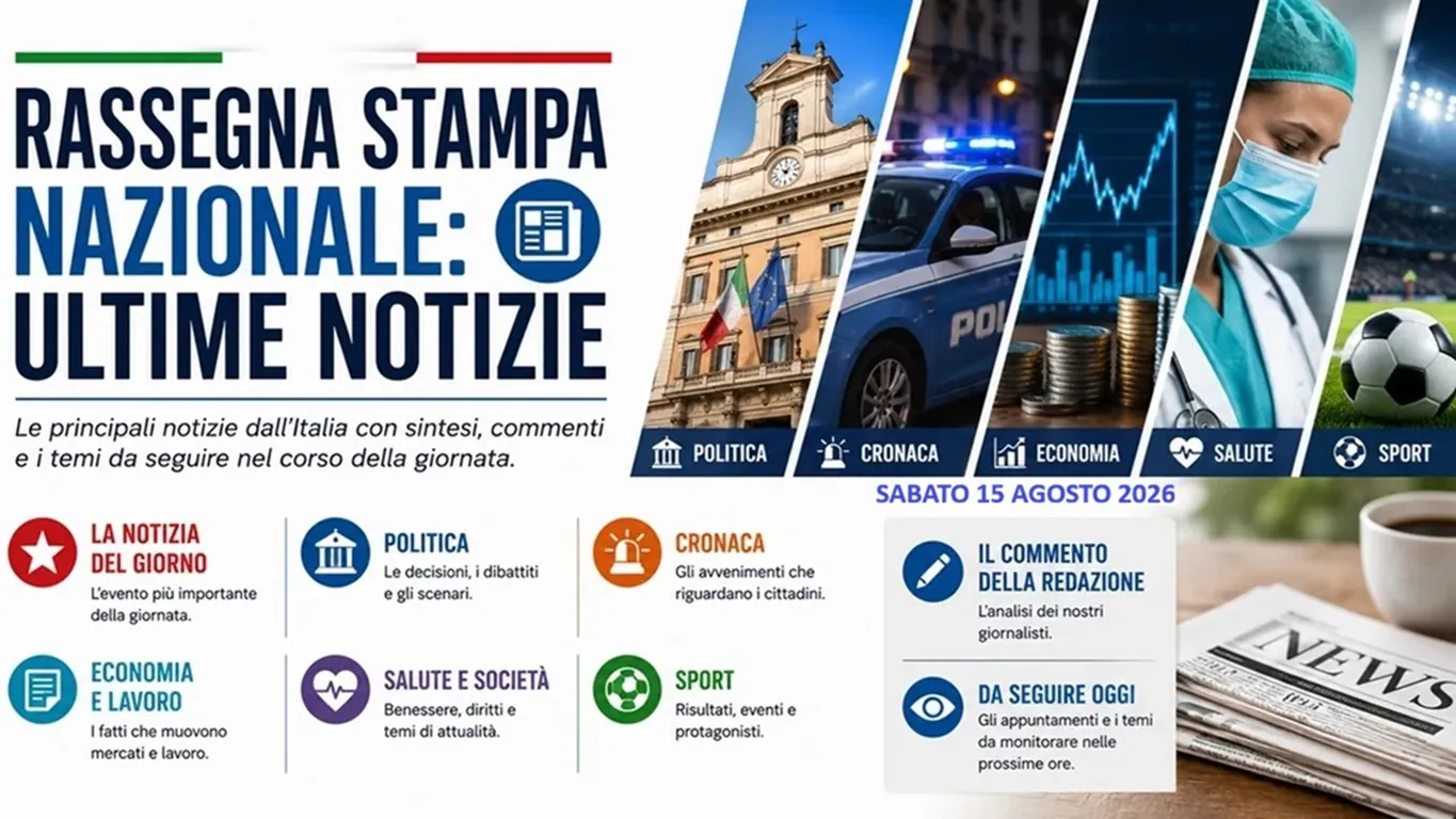 Rassegna stampa nazionale: ultime notizie di sabato 15 agosto 2026
