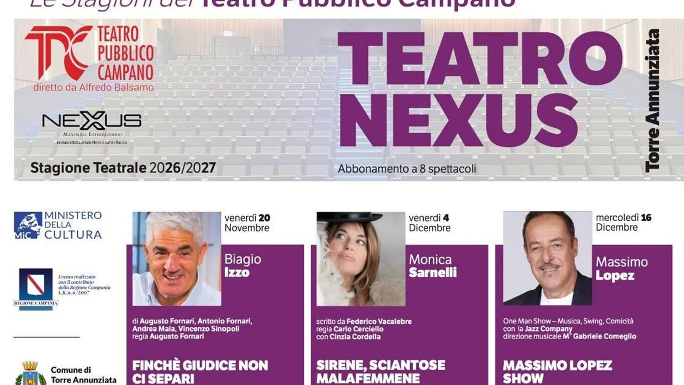 Torre Annunziata, al Teatro Nexus otto spettacoli per la stagione 2026/2027