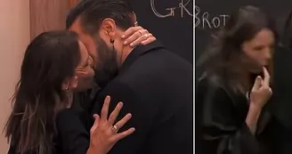 GF Vip: Marina La Rosa bacia Alex Belli, poi si pulisce la bocca e mima un conato di vomito
