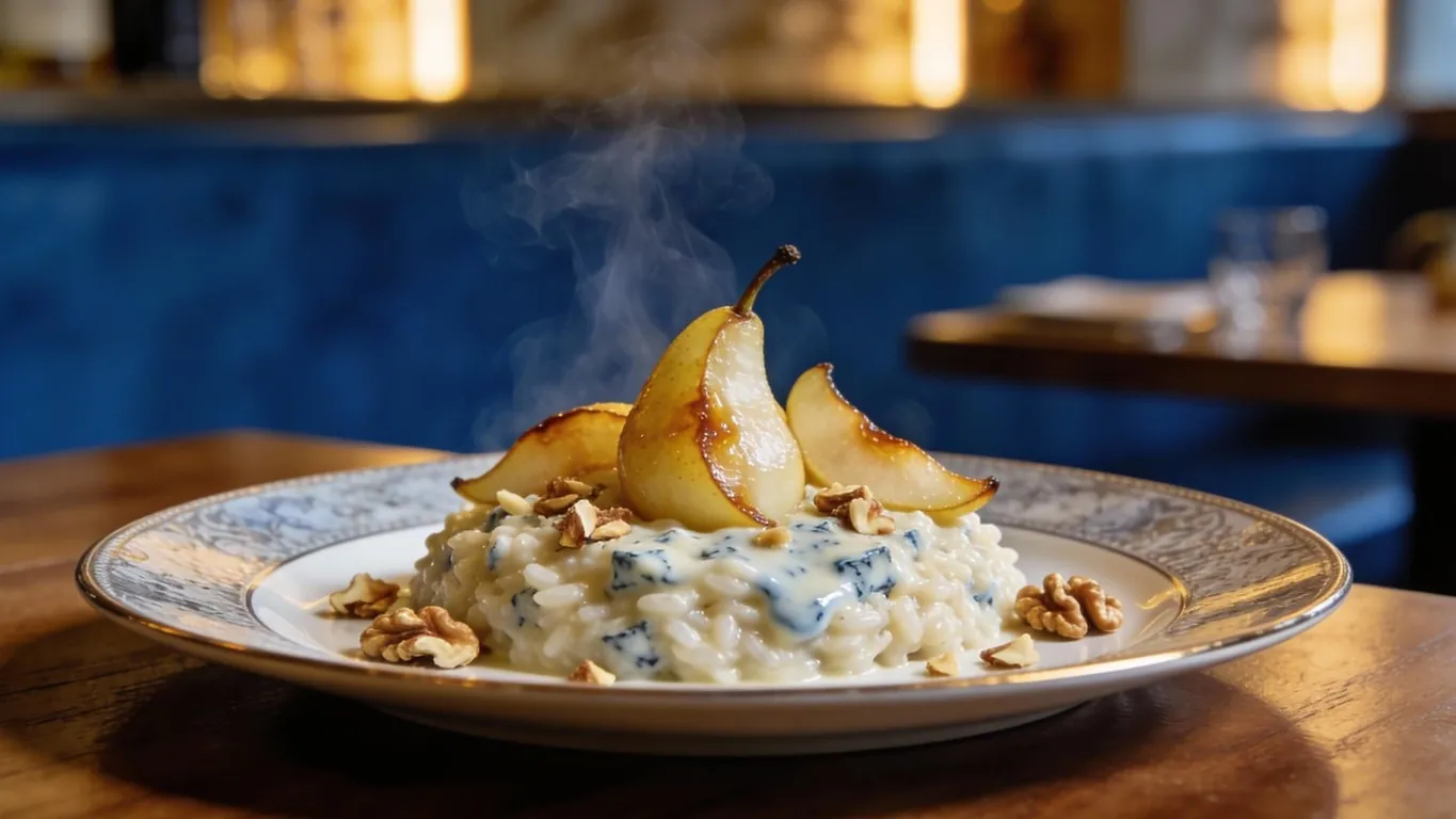 Risotto alle pere, gorgonzola e noci, cremoso e irresistibile