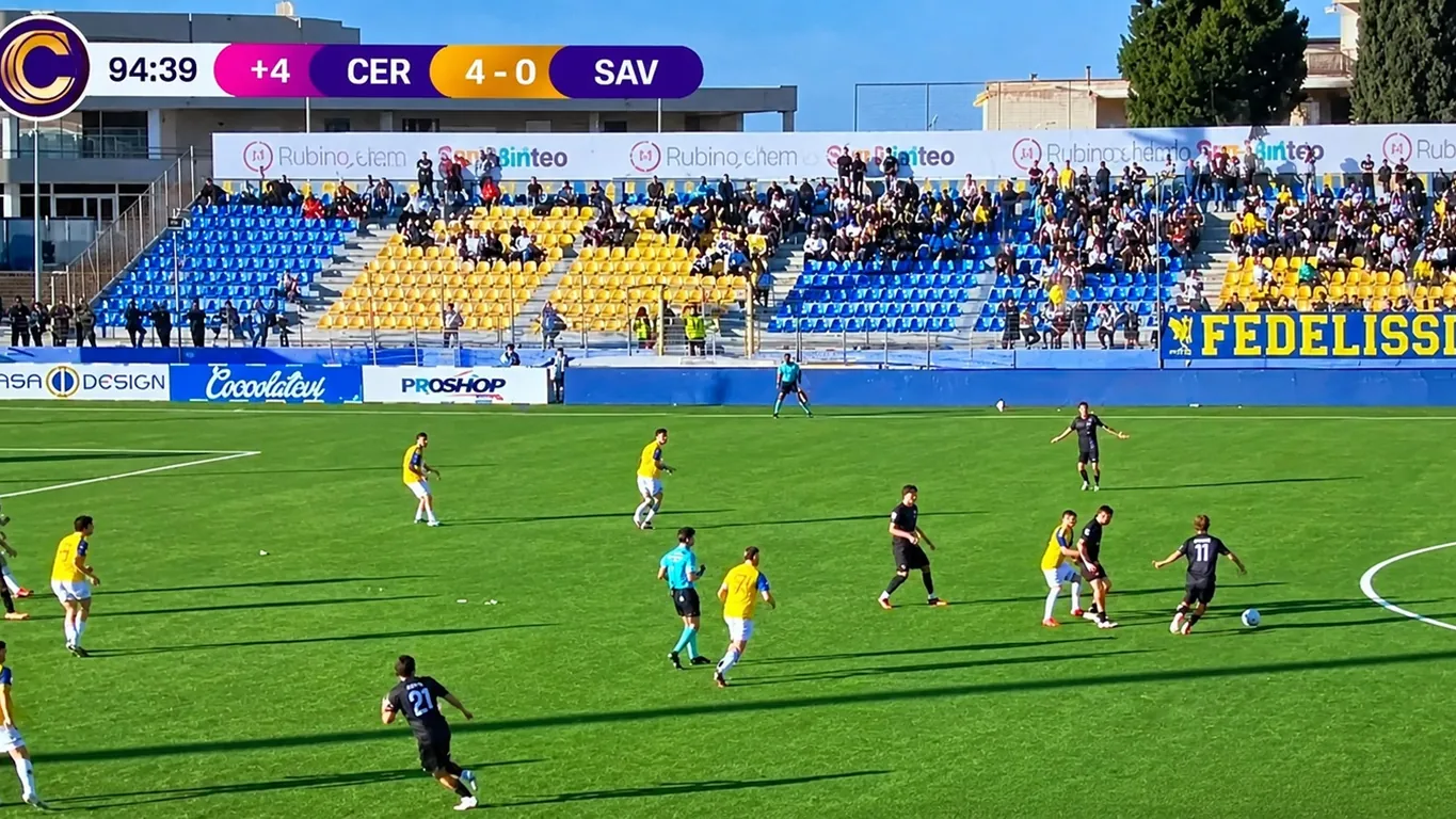 Savoia, quattro schiaffi a Cerignola: difesa sotto accusa e squadra mai in partita