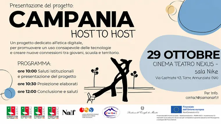 Torre Annunziata, il 29 ottobre la presentazione del progetto “Campania Host to Host”