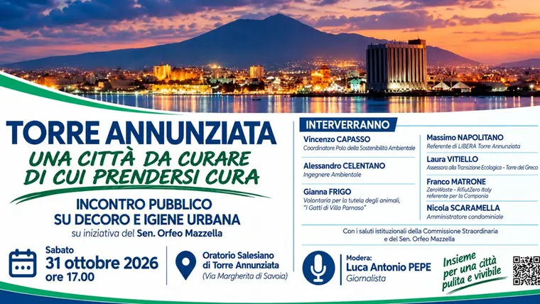 Torre Annunziata, incontro pubblico su decoro e igiene urbana: «Una città da curare, di cui prendersi cura»