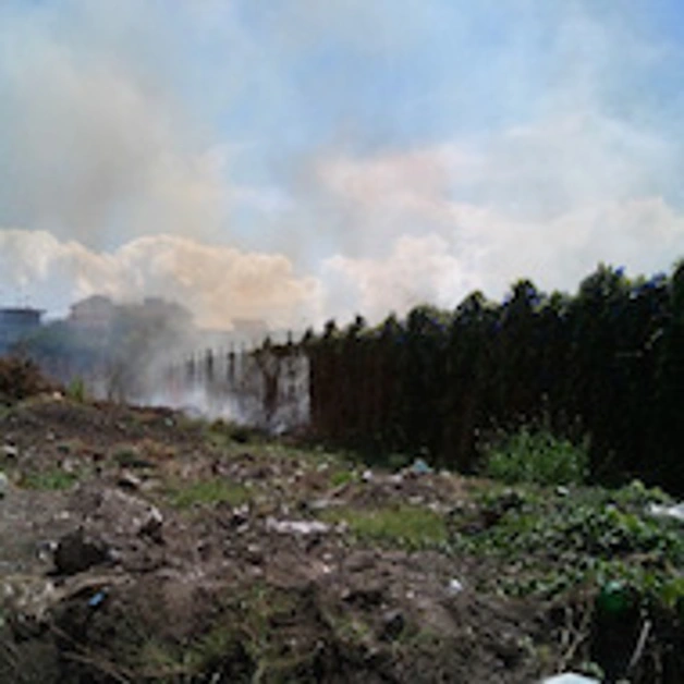 Incendio nel terreno limitrofo allo stadio Giraud