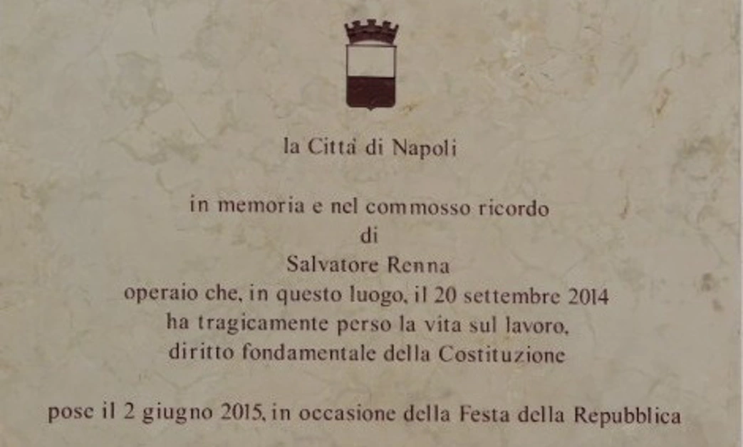 Boscoreale - Metro Municipio di Napoli, lapide per Salvatore Renna