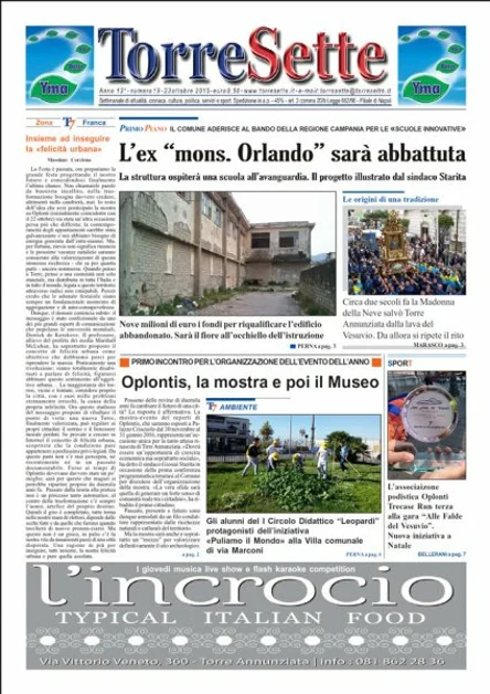 TorreSette in edicola da venerdì 23 ottobre 2015