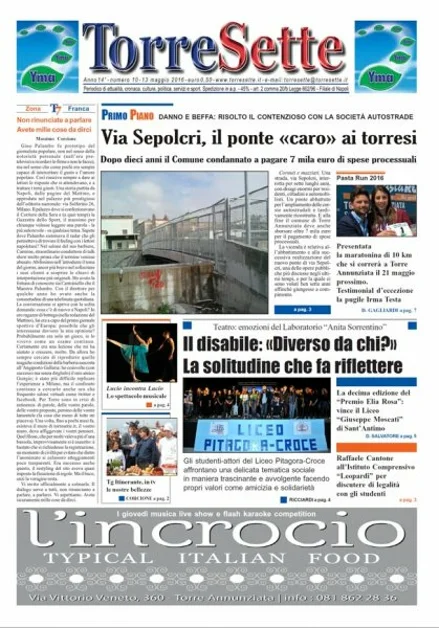 TorreSette in edicola da venerdì 13 maggio 2016