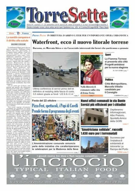TorreSette in edicola da venerdì 23 settembre 2016