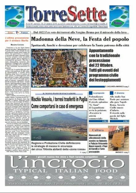 TorreSette in edicola da venerdì 21 ottobre 2016