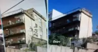 Torre Annunziata -  Il palazzo prima e dopo il crollo. Un'intera ala è venuta giù