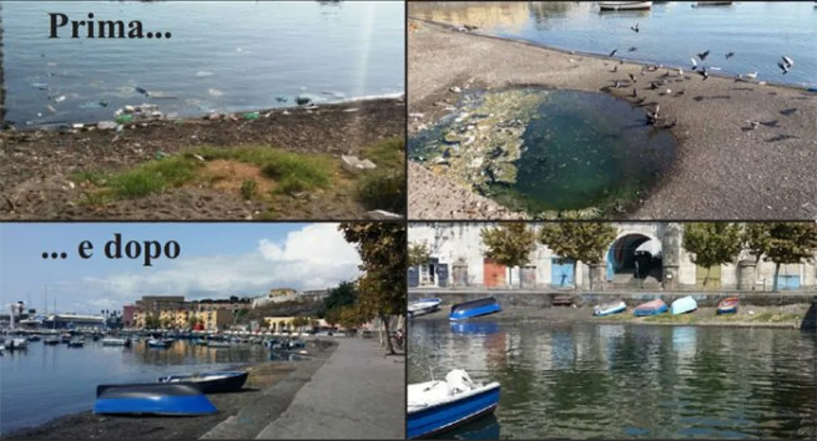 Torre Annunziata - Spiaggetta del porto, la pulizia la fanno i... pescatori 