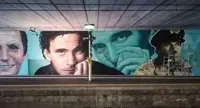 San Giorgio a Cremano - Restaurato il murale vandalizzato di Troisi e Noschese alla stazione Circum