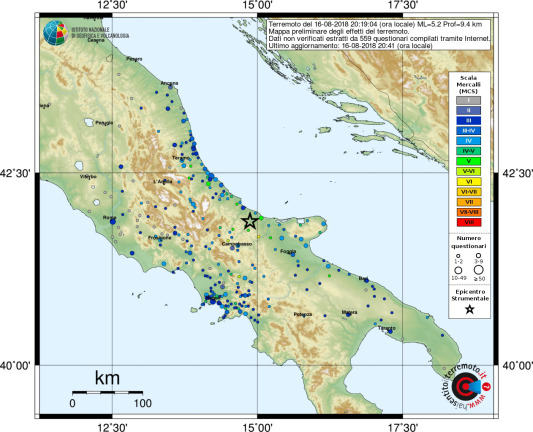 Nuova forte scossa di terremoto in Molise: magnitudo 4.4