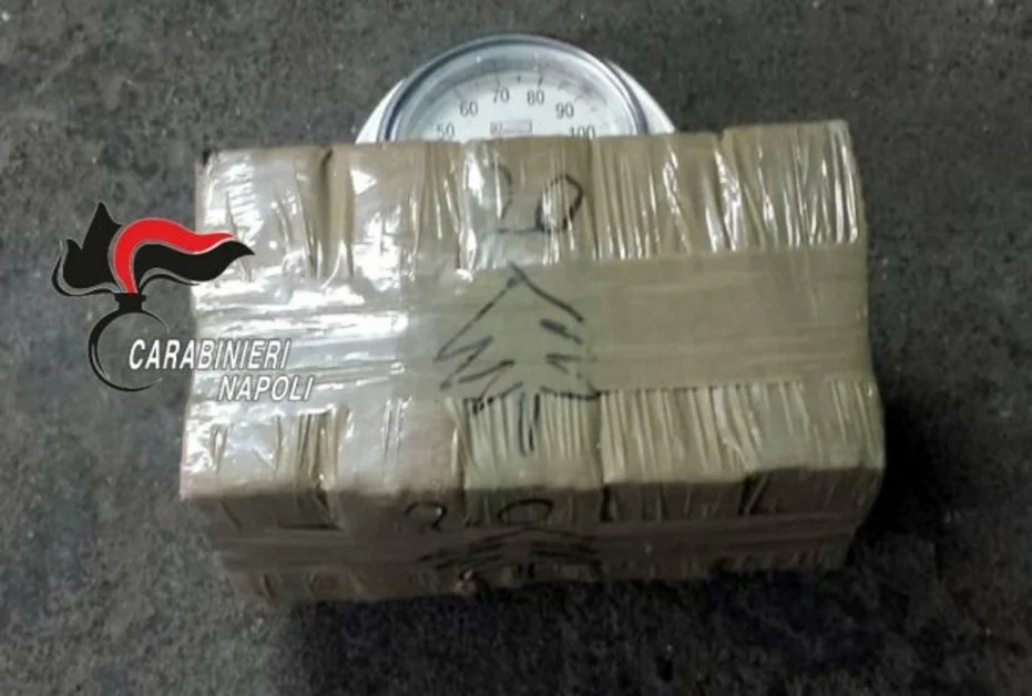 Terzigno - Hashish abbandonato in strada, sul pacco un albero di Natale